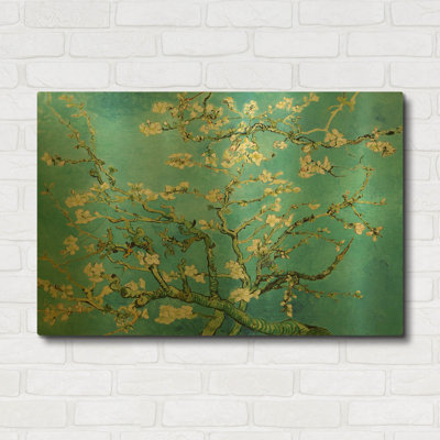 «Almond Blossoms» par Vincent Van Gogh, art mural en métal doré, 36 po x 24 po