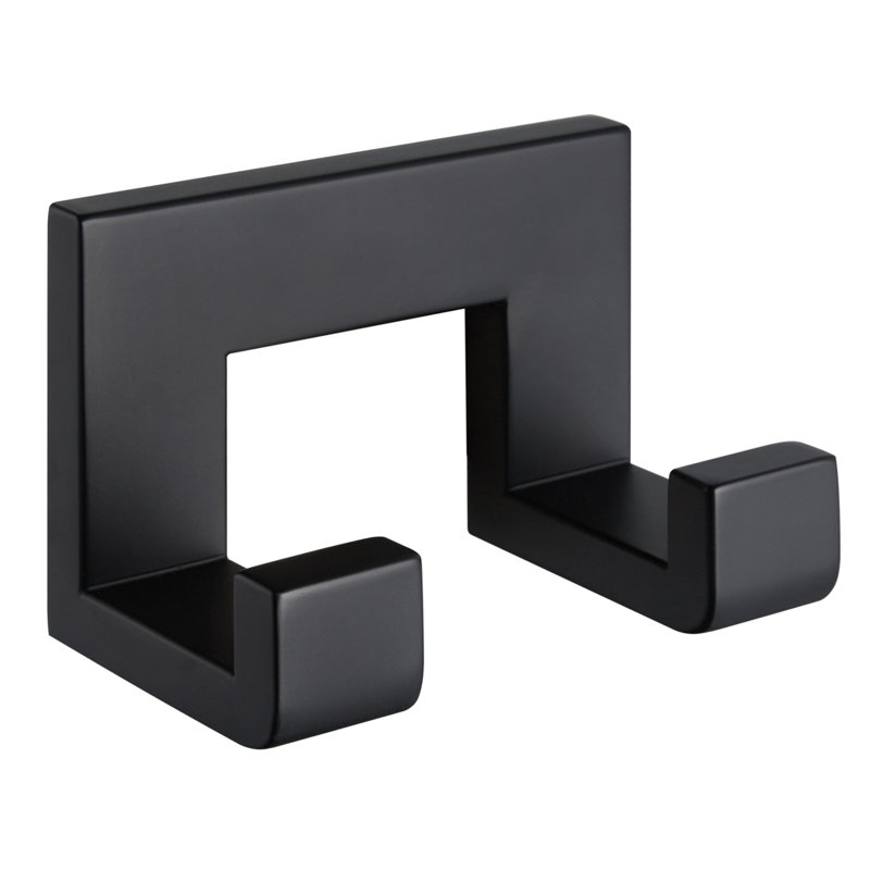 Double Wall Mounted Robe Hook, Matte Black