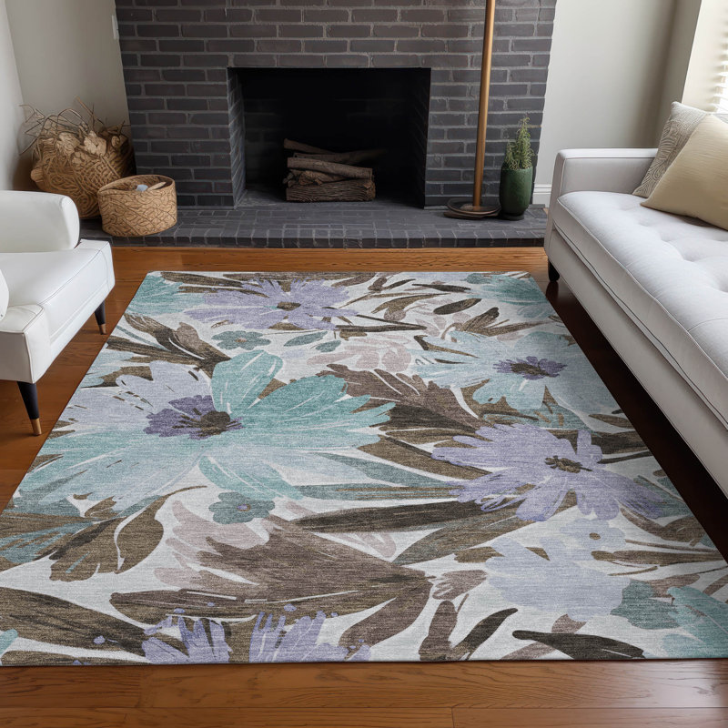 Tapis taupe Claudian ACN1486 intérieur / extérieur lavable à la machine, Rectangle 5 pi x 7 pi 6 po