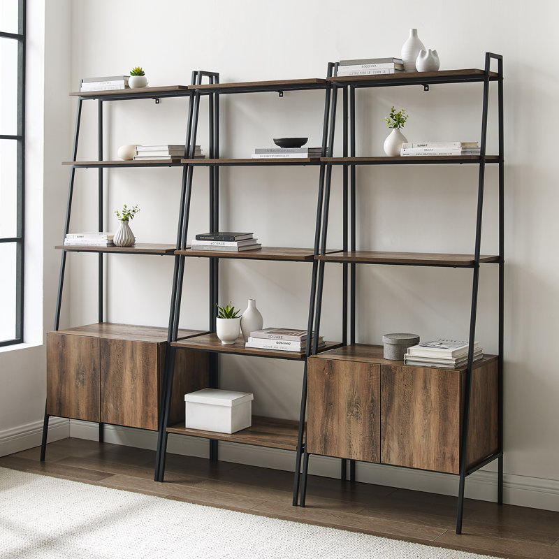 Little Italy Ladder Storage Bookcase, Rustic Oak