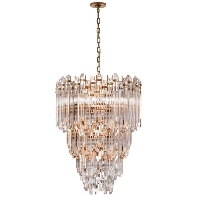 Suzanne Kasler Adele Three-Tier Waterfall Chandelier, Hand-Rubbed Antique Brass