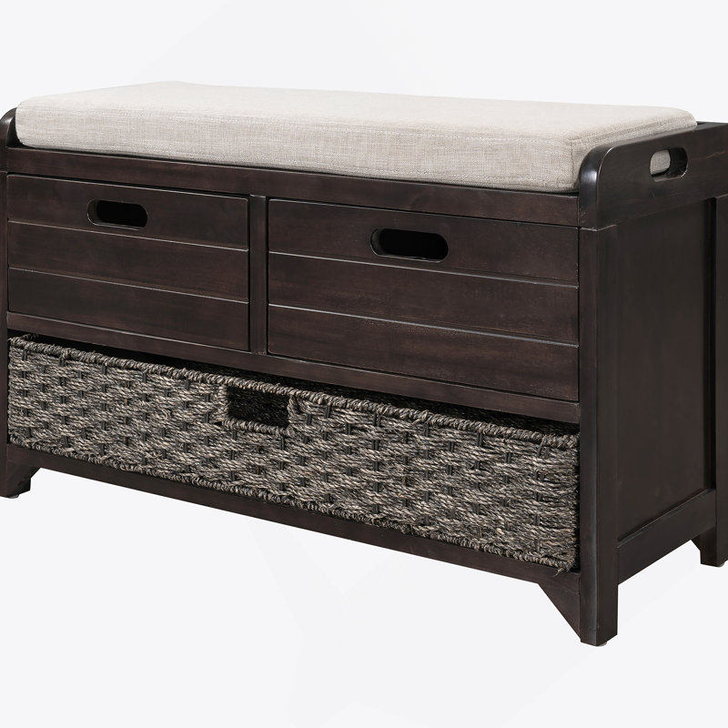 1 banc d'entrée rembourré avec rangement Mudroom Bench, Brun