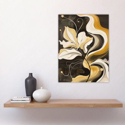 Abstract Yellow Ochre Flower Organic Shapes Wall Art Print