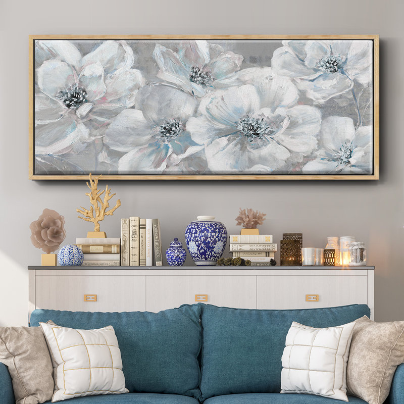 Soft Teal Summer - toile encadrée, H 20 po x l 50 po