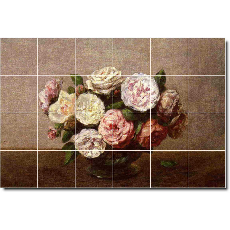 Carreau de céramique décorative 36 po x 24 po 6 po x 6 po, Fleur 03096
