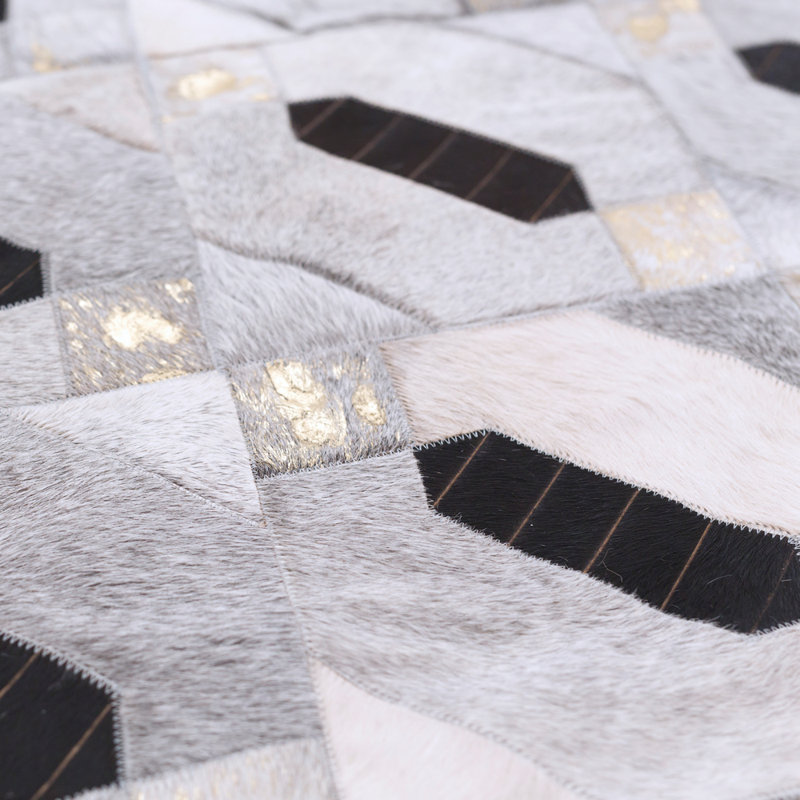 Linaje Cowhide Geometric Area Rug, Rectangle 5'7" x 7'10"