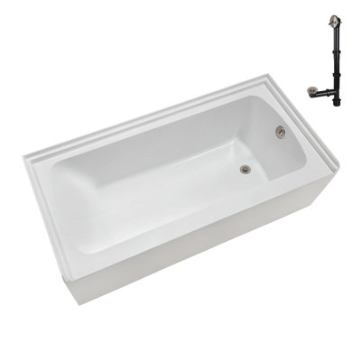 Streamline 60 in. x 30 in. Acrylic Right-Hand Drain Alcove Bathtub in Glossy White With External Drain