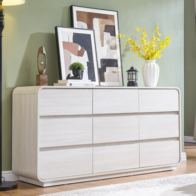 Commode de ferme 9 tiroirs, commode en bois rustique avec texture naturelle