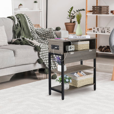 Reca Vintage Color Triple Row Side Table with Door