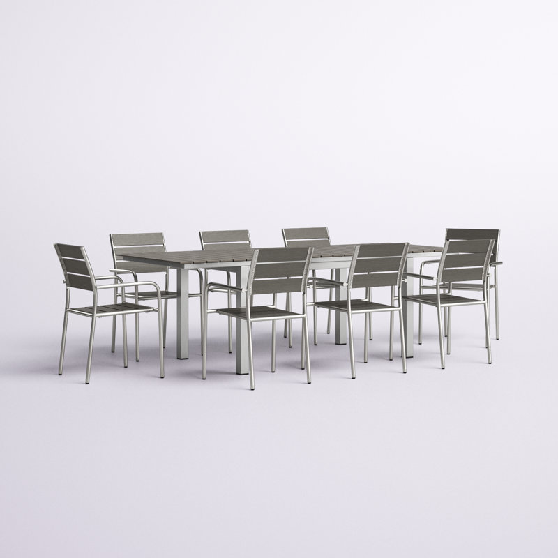 Modway Shore 9 Piece Outdoor Patio Aluminum Dining Set
