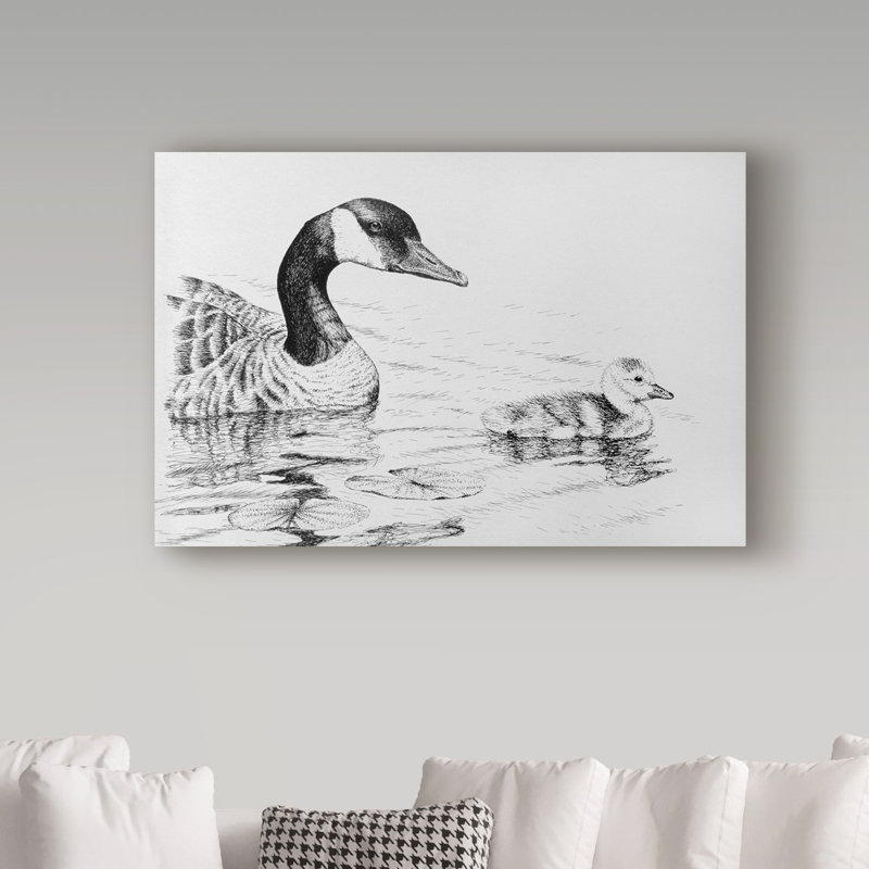 «Canada Goose And Baby» par Armstrong, impression sur toile tendue, H 16 po x l 24 po x P 2 po