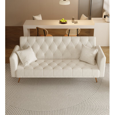 Convertible Double Folding Living Room Sofa Bed With Adjustable Backrest And Velvet Upholstery For Comfort And Style