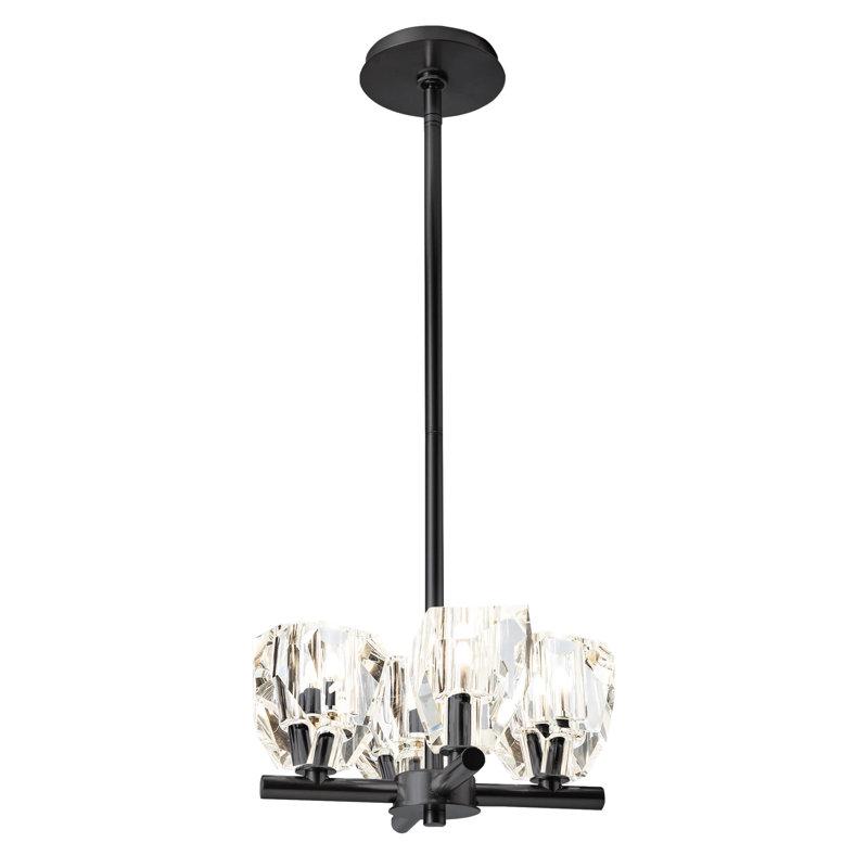 Lustre classique / traditionnel à 4 lumières avec détails en cristal Gatsby, Noir