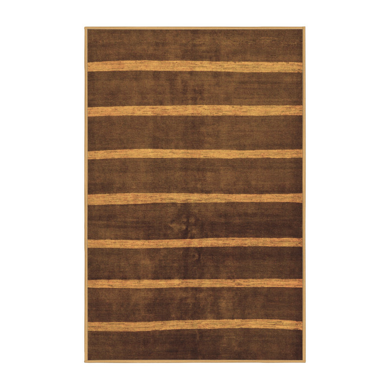 Tapis brun / noir à motif oriental fabriqué à la machine 4 pi x 6 pi