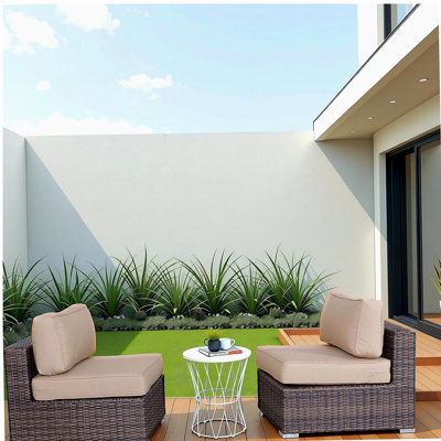 28" Wide Armless Outdoor Chairs with  Cushions (Set of 2) – Fully Assembled