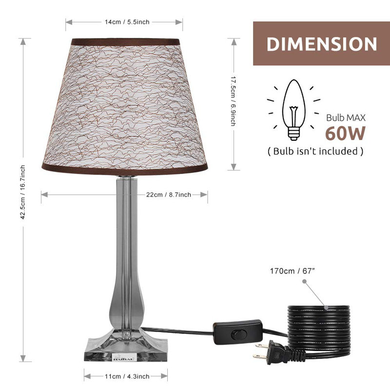 Ensemble de lampe de table 16,7 "transparent