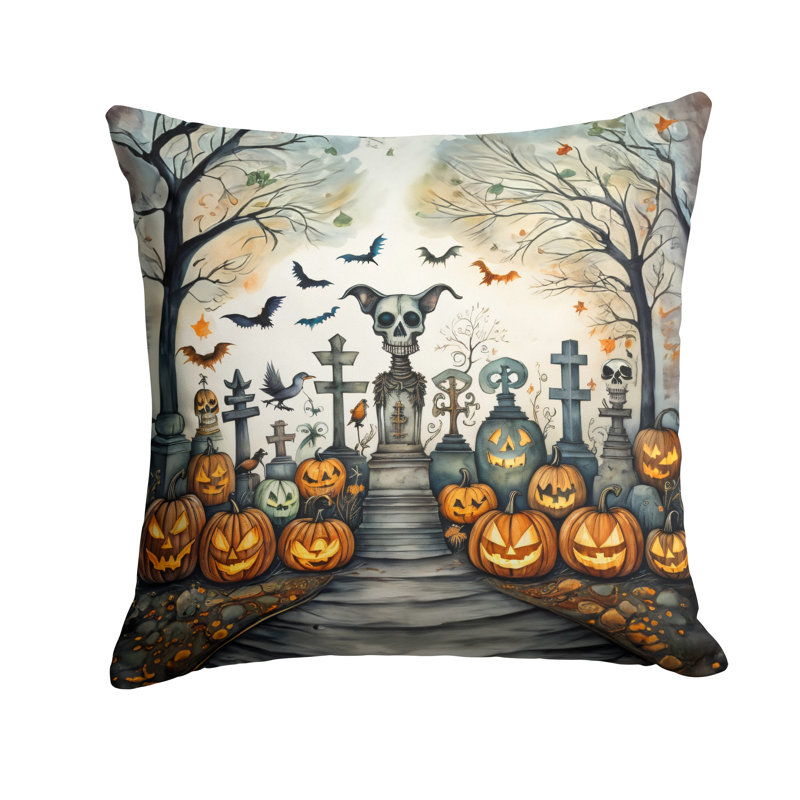 Coussin décoratif intérieur / extérieur en polyester More / Spooky More Spooky Halloween, 18 po x 18 po