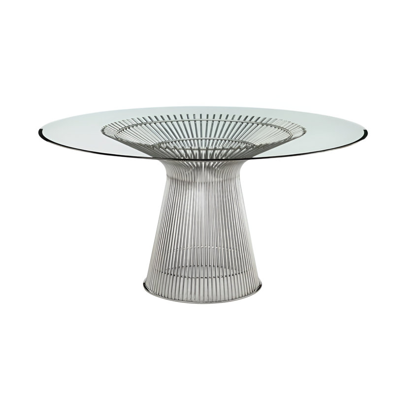 Table de salle à manger Palma de 48 po de diamètre, H 30 po x l 48 po x P 48 po, Clear / Silver