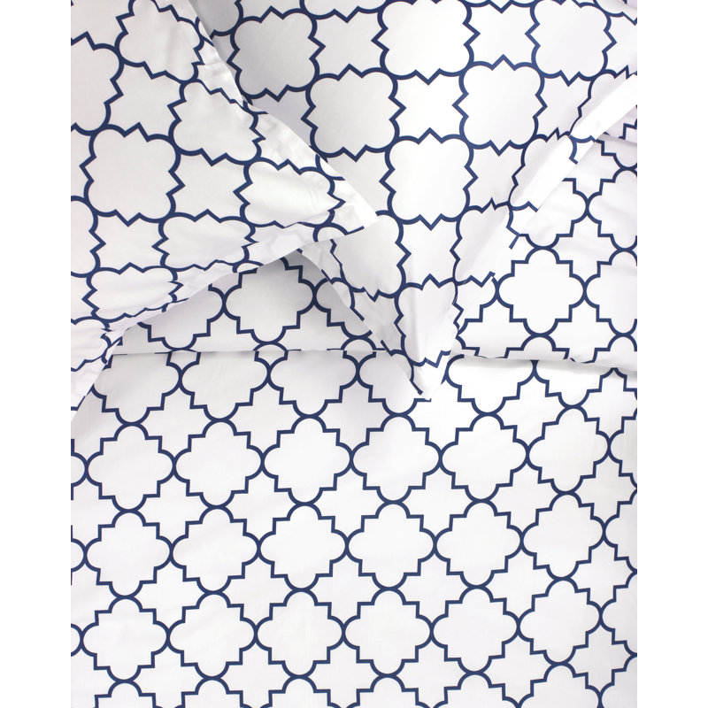 Lattice Geometric Shapes Duvet Cover, Twin/Twin XL, Navy