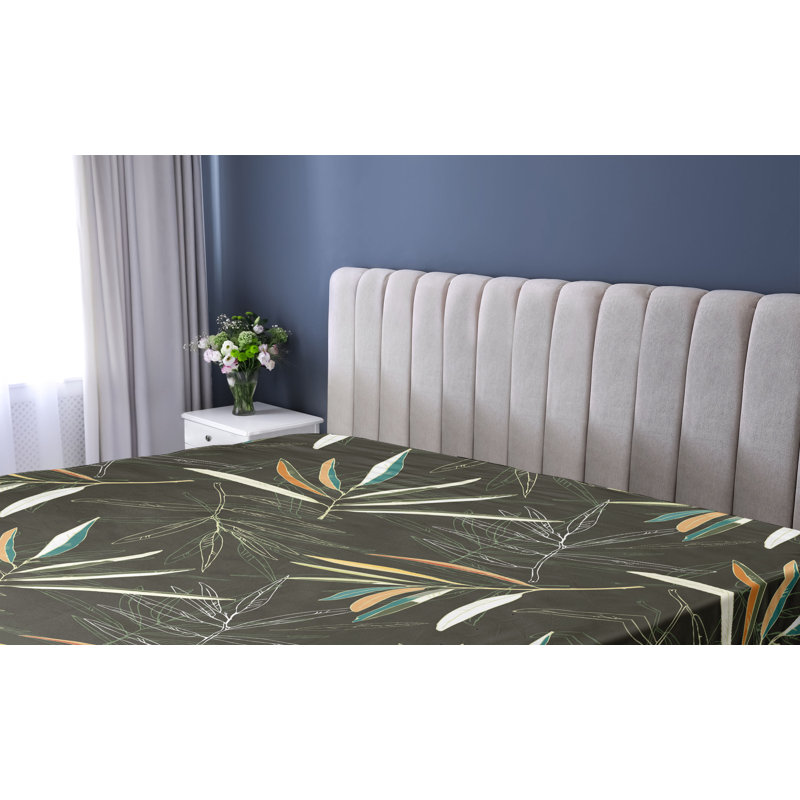 Drap-housse à motif floral Ambesonne, Drap-housse de taille très grand, Vert olive foncé, jaune / floral