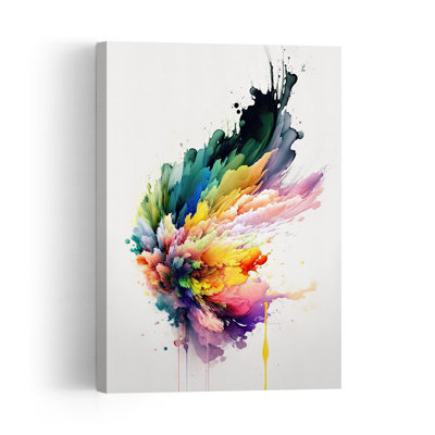 Dynamic Color Explosion Abstract Colorful Modern Landscape Nature Wall Art Print by Mauro - Wrapped Canvas Print