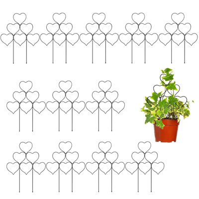 Paquet de 12 treillis en métal robuste pour plantes en pot, support en fer antirouille de 17,32 po x 3,94 po pour plantes grimpantes, lierre, hoya et vignes