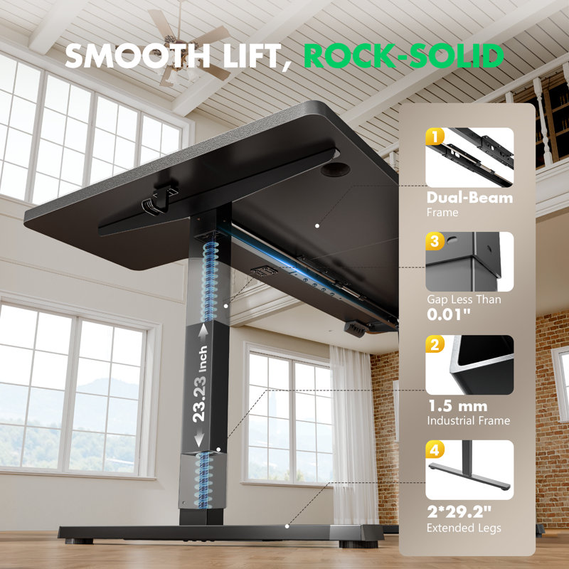 L-shaped Electric Standing Desk With Height Adjustment, Memory Controller & Spacious Corner Workstation, 55.11" W x 33.46" D