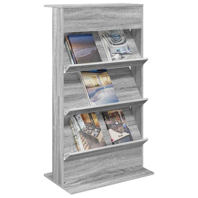 Wood Free Standing Magazine Rack, Grey Sonoma