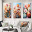 «Colorful Zinnias Romantic Impression», 3 pièces sur toile-444359022-444359009