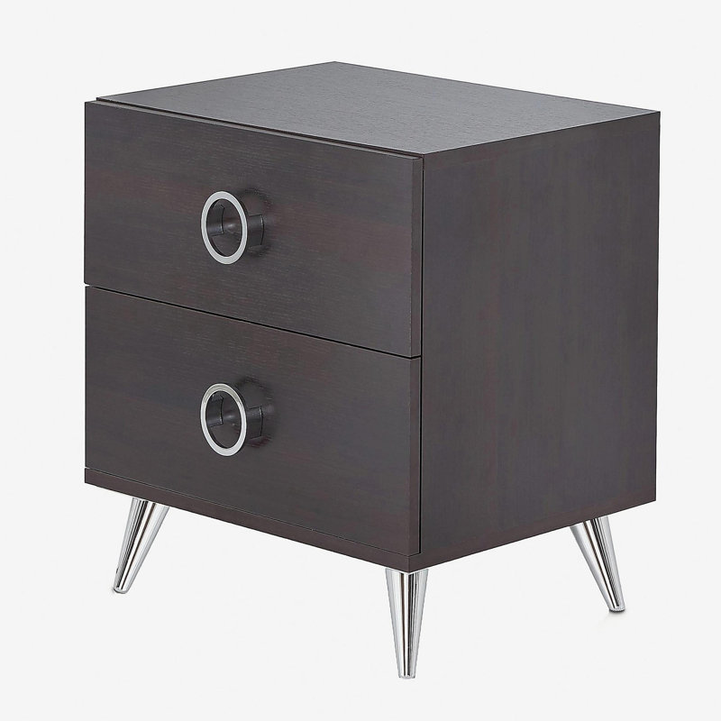 Coffee brown double drawer rectangular side table