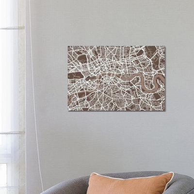 London Map VII by Michael Tompsett - 1 Piece Wrapped Canvas Painting
