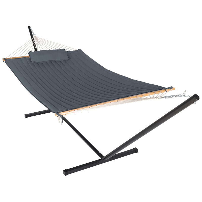 Maegan 2 Person Spreader Bar Hammock with Stand, Gray