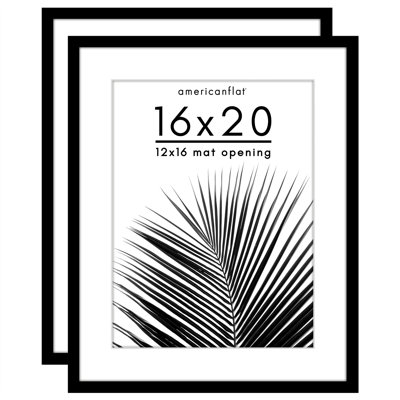 Americanflat Picture Frame - Set of 2 - Frame with Mat - Polished Plexiglass