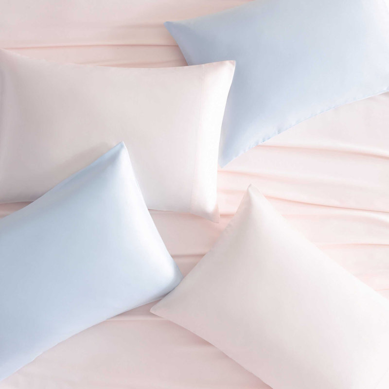 Laura Ashley Satin Bliss Pink 2 Piece King Pillowcase Set, Pink, King Pillowcase