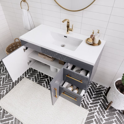 Thurnell 41.75'' Single Bathroom Vanity with Acrylic Top