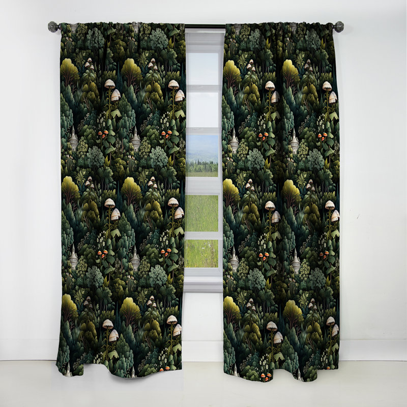 Forest Woods Moody Patterns - Floral Curtain - Blackout Floral Curtain - 1 Panels, 52" W x 108" L