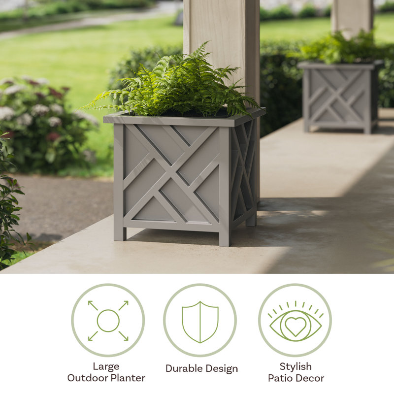  Lattice Planter Box 2-Pack, Gray, Gray