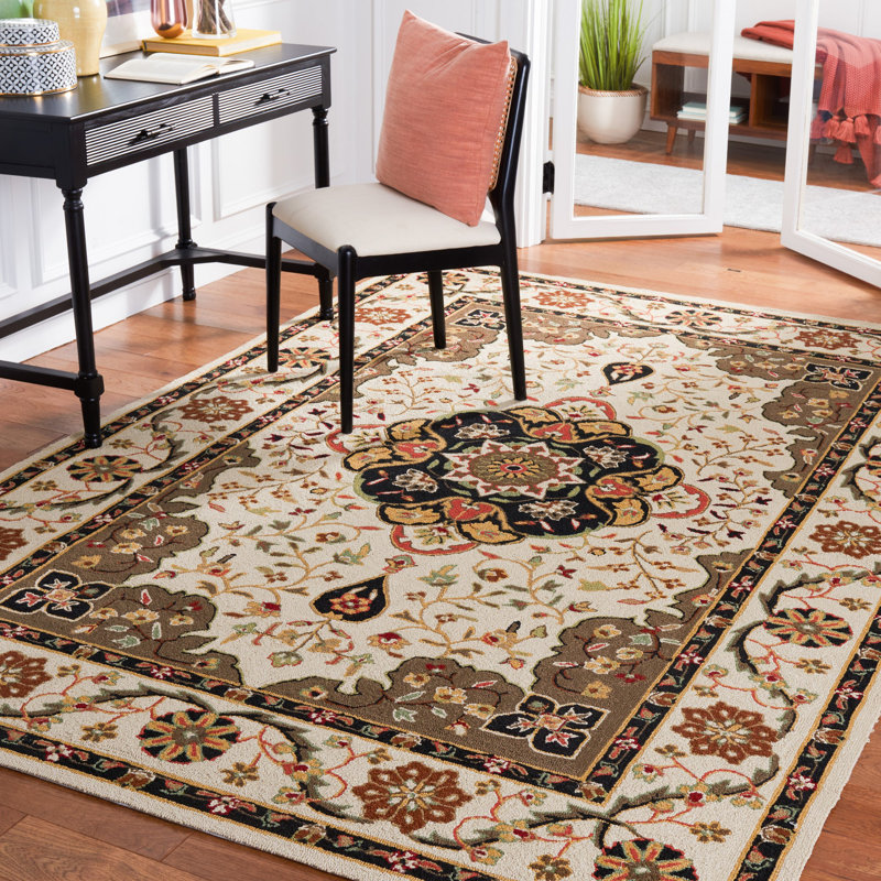 Bryonhall Hand Hooked Performance Oriental Rug, Rectangle 4' x 6'