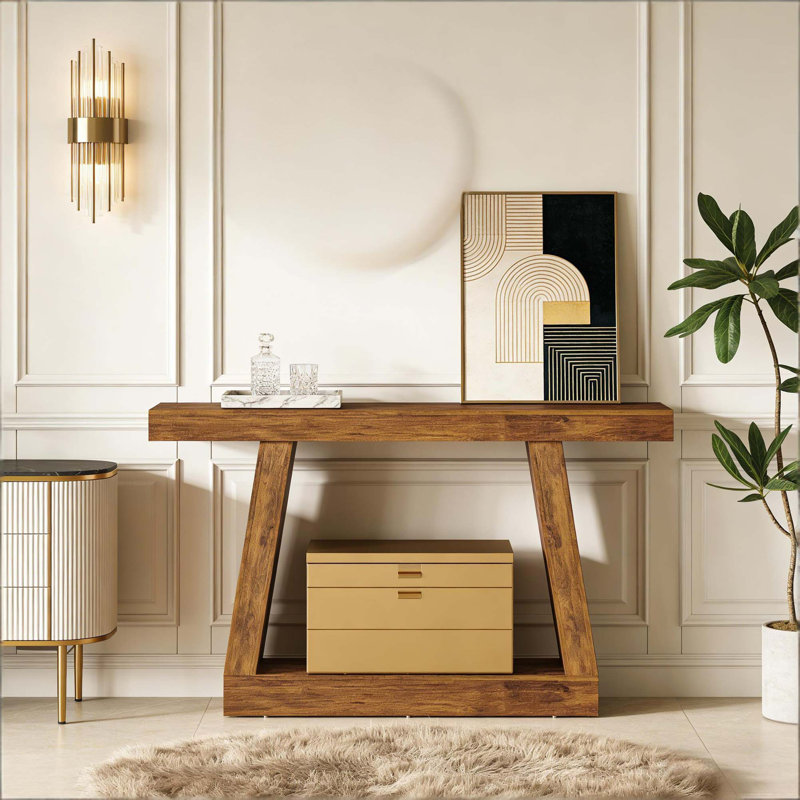 Console polyvalente à deux niveaux avec beaucoup de rangement, H 32,7 po x l 55,1 po x P 11,8 po