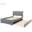 Lit plateforme double en velours avec lit gigogne simple-287142807