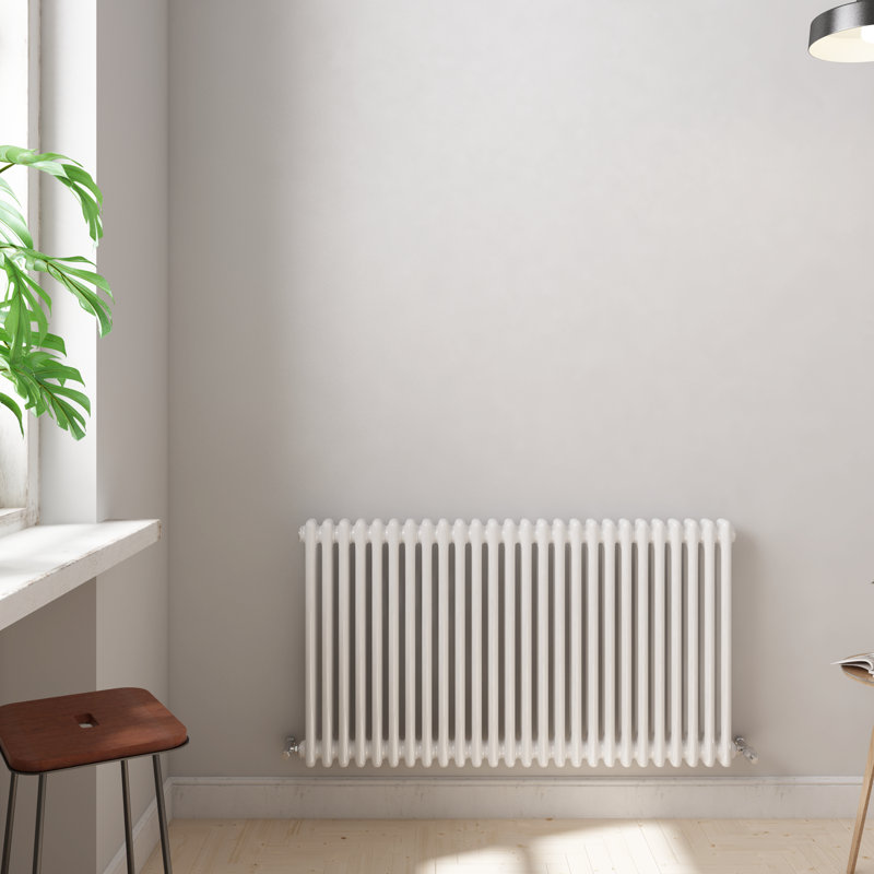 iBathUK Radiator + Angled Valve, White, 2, 600cm H x 1190cm W x 70cm D