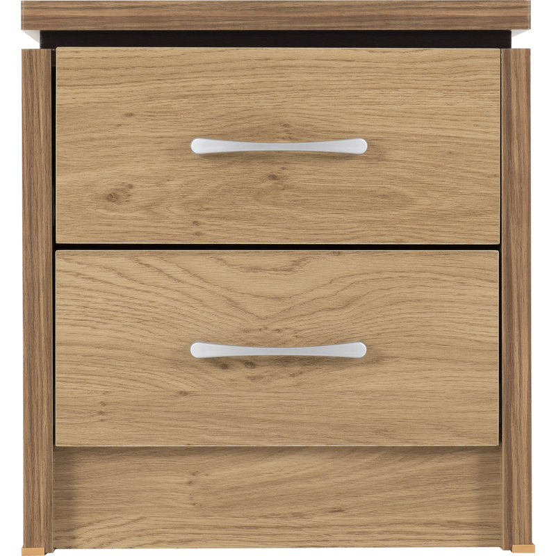 Underwood 2 Drawer Bedside Table, Oak
