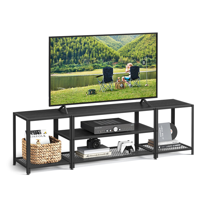 Meuble télé pour téléviseur Ferdinandine, Gris anthracite / noir encre, H 19,7 po x l 70 po x P 15,7 po