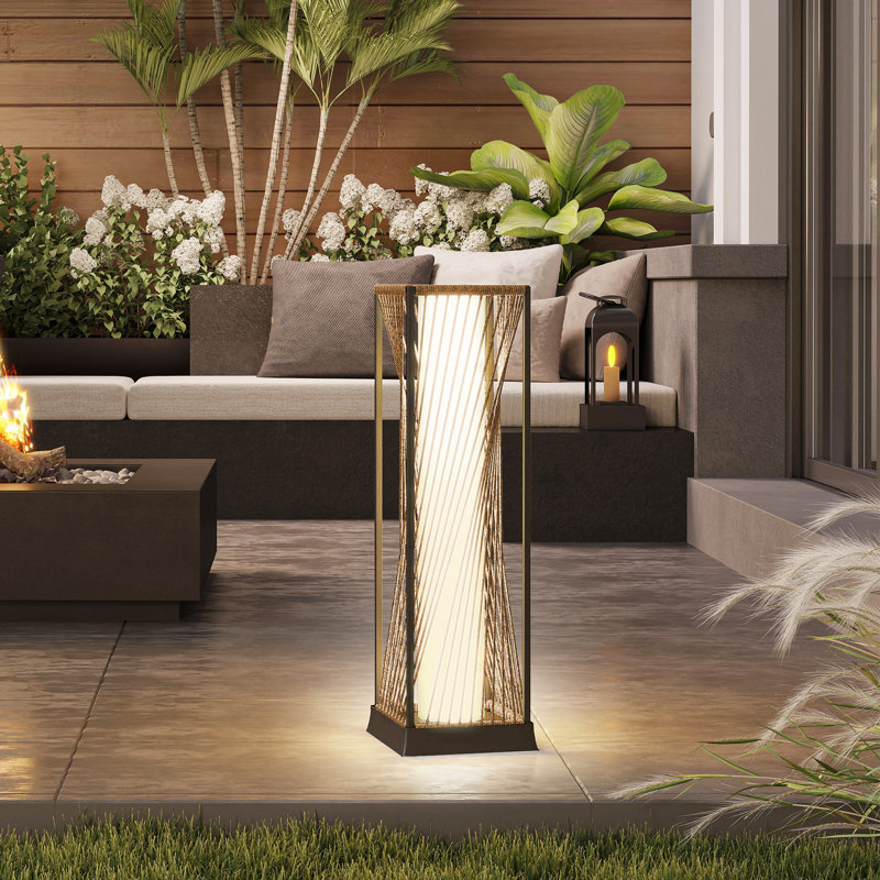 Sand Brown Solar Powered Rattan Deck Light