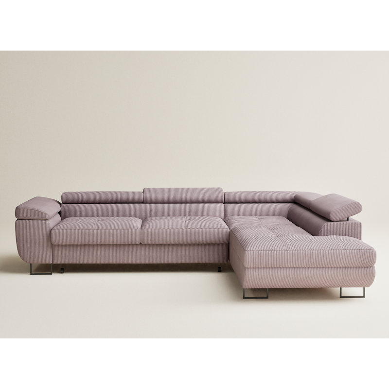 4 Seater Velvet Corner Sofa , Right Hand Facing, Purple