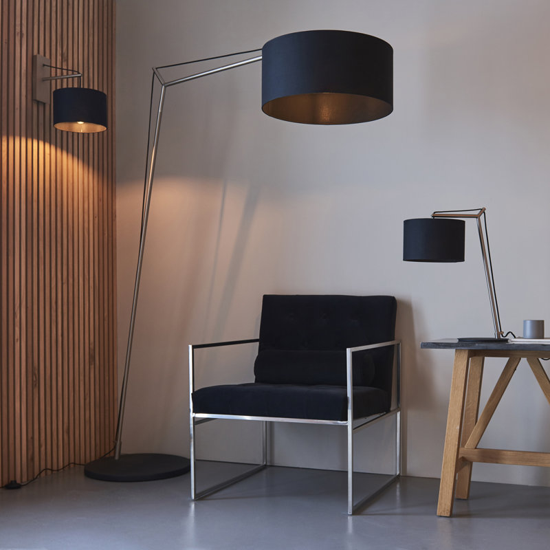 Meggan 160cm Arched Floor Lamp, Matt Nickel