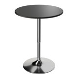 Ojavi Bistro Pub Table Round Adjustable Height Bar Cocktail Table Dining Table with Chrome Base