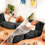 Lit convertible modulaire multi-scène de détente au sol, conception ergonomique pour un confort optimal, velours côtelé respirant, flanelle gris foncé, petits espaces de vie idéaux pour un usage fonctionnel, 3