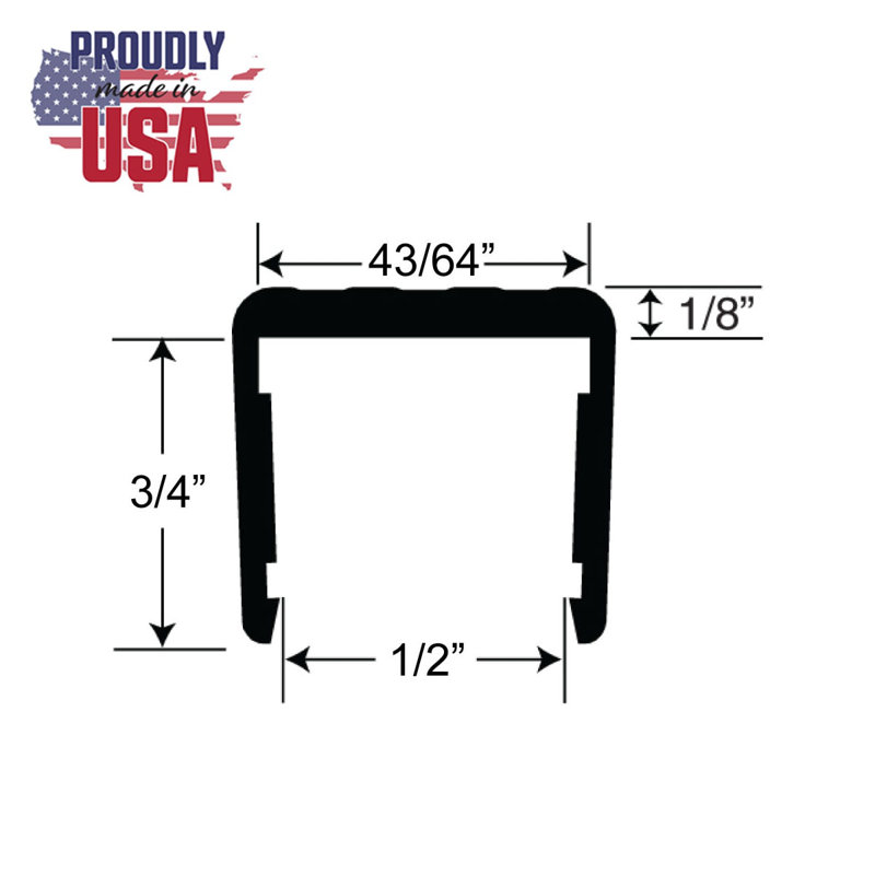 Moulure de profilé en U 1/2 po en aluminium sans tablette en arc | Paquet de (13) longueurs de 96 po, Clair
