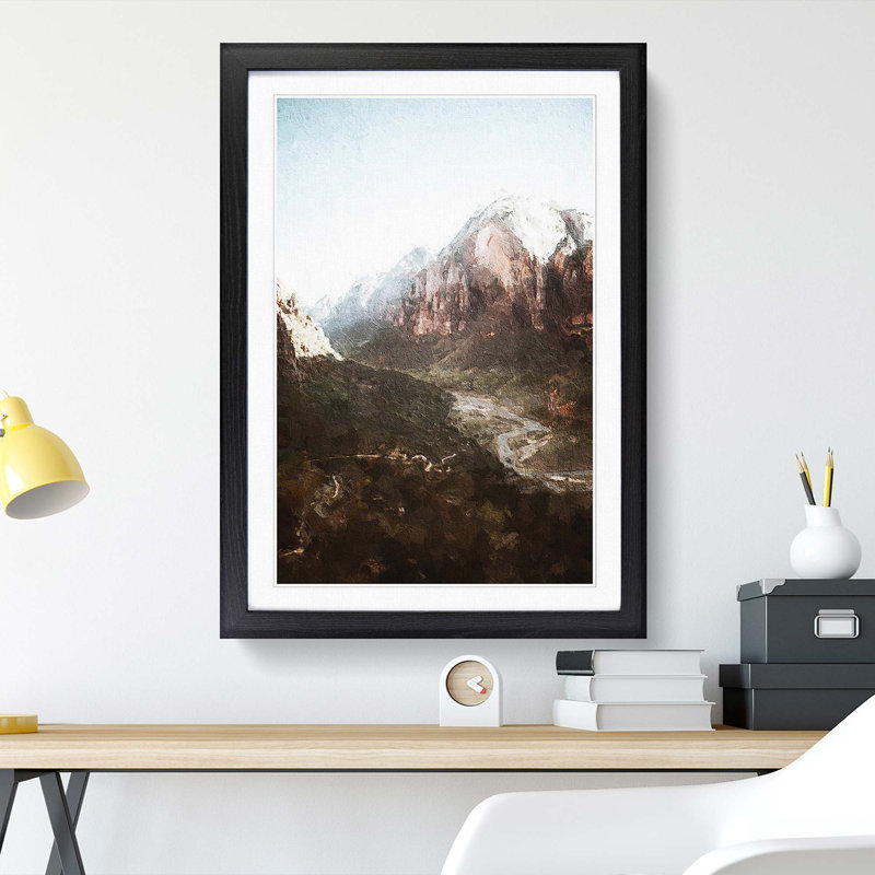 Angels Landing Trail in Zion National Park Utah 1 Piece Single Picture Frame Painting, 63cm H x 45cm W x 2cm D, Black Framed